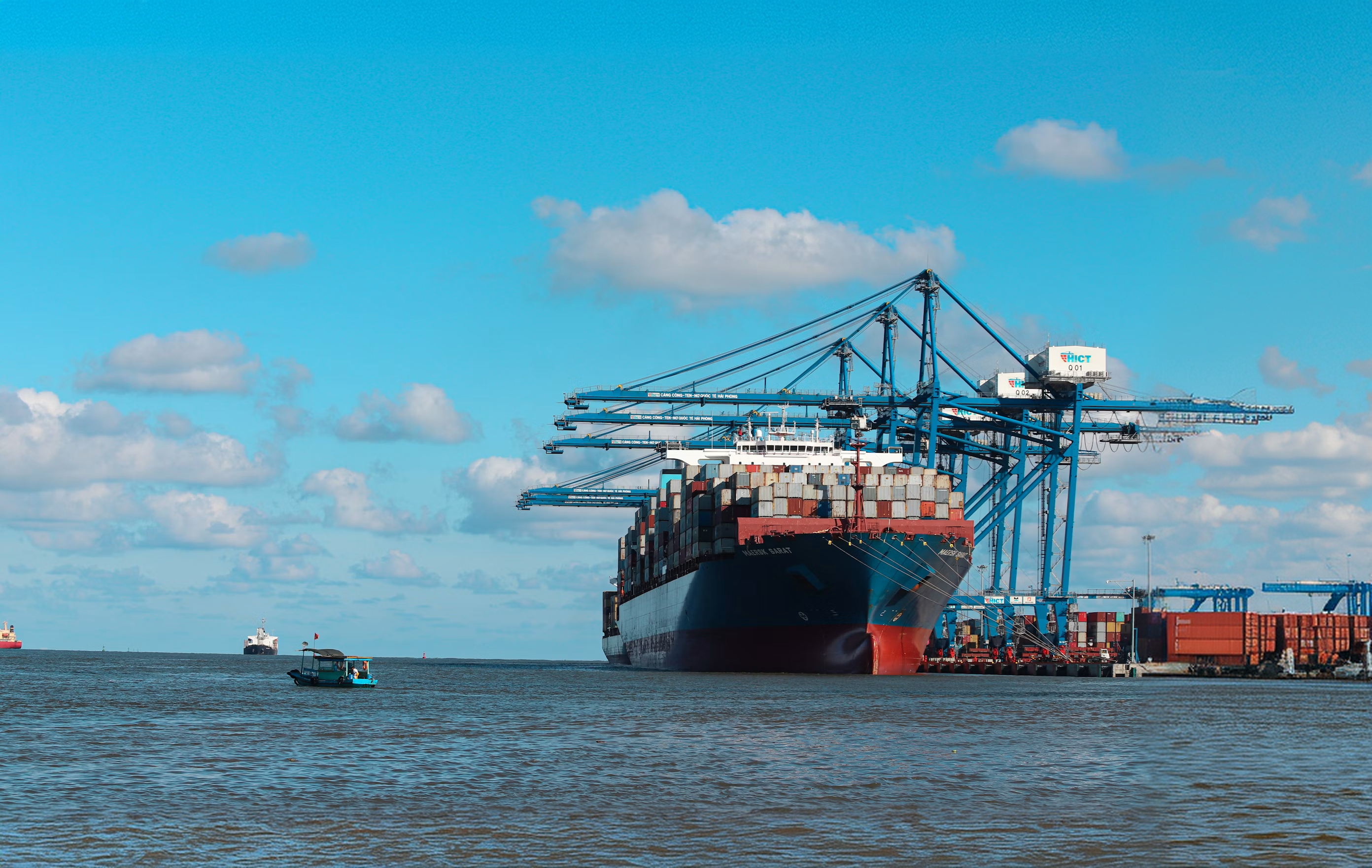 Container Cargo Ship at Sea Port
